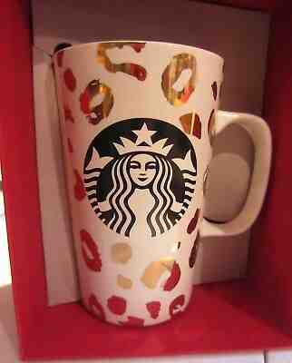 STARBUCKS 2015 Dot Collection LEOPARD Cheetah Gold spots  Coffee Mug - Sold on eBay Jul, 9th 2019 for $59.95
