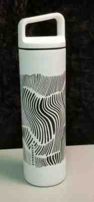 STARBUCKS MIIR Insulated Vacuum 20 oz  Travel White w Black Stripes  - Sold on eBay Jul, 9th 2019 for $31.50