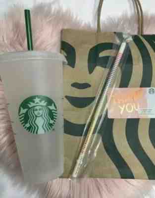 New 2019 Starbucks Plastic Cold Cup Tumbler Venti 24 oz & RAINBOW PRIDE STRAW - Sold on eBay Jul, 9th 2019 for $16.00