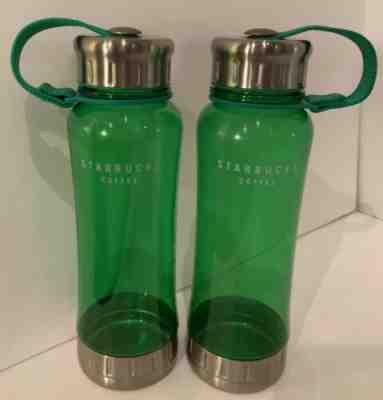 2 - 2006 STARBUCKS 18 OZ Green Plastic STAINLESS STEEL Water Bottle - Sold on eBay Jul, 8th 2019 for $19.99