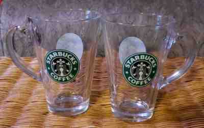 Pair of Starbucks Clear Glass Logo Coffee Tea Iced Coffee Mugs - Sold on eBay Jul, 8th 2019 for $16.00
