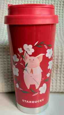 Starbucks Coffee New Year of Pig Floral Wreath Handle Stainless Tumbler 16 oz  - Sold on eBay Jul, 8th 2019 for $57.99
