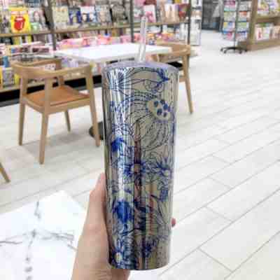 Starbucks Silver Blue Cactus Flower Stainless Cold Cup Tumbler 16oz GRANDE NEW - Sold on eBay Jul, 8th 2019 for $34.99