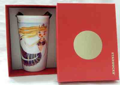 Starbucks 2015 Illustrated Mermaid Siren Ceramic Travel Tumbler NEW in Box w/Tag - Sold on eBay Jul, 8th 2019 for $32.00