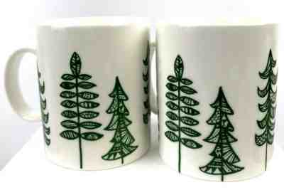Lot of 2 Starbucks Pine Trees Green White Coffee Mug Cup 2015 Christmas 12 FL oz - Sold on eBay Jul, 8th 2019 for $16.49