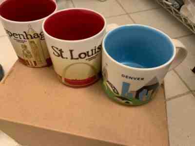 Lot of 3 Starbucks Mugs Denver St. Louis Copenhagen New Unused No Box - Sold on eBay Jul, 8th 2019 for $59.99