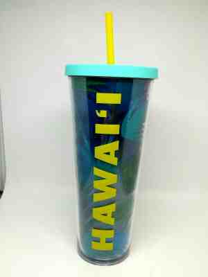 2016 Starbucks HAWAII 24 OZ BLUE PALMS VENTI  TUMBLER COFFEE TO GO COLD CUP MUG  - Sold on eBay Jul, 8th 2019 for $37.95