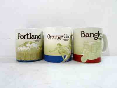 Starbucks Global Iron City Mug 16oz 2009 Bangkok Orange County Portland Lot - Sold on eBay Jul, 8th 2019 for $30.67