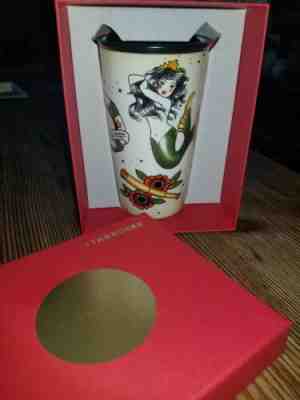 Starbucks 2015 RETIRED Vintage Tattoo Dot Mermaid Traveler Tumbler mug 12oz - Sold on eBay Jul, 8th 2019 for $100.00