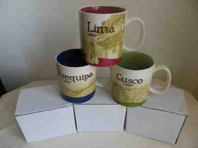 PERU STARBUCKS RARE South America mug Set of 3  16oz LIMA CUSCO AREQUIPA - Sold on eBay Jul, 8th 2019 for $79.99