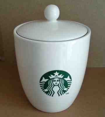 Starbucks Canister White Lid Coffee Tea Green Mermaid Siren Logo Ceramic  2013  - Sold on eBay Jul, 8th 2019 for $21.95
