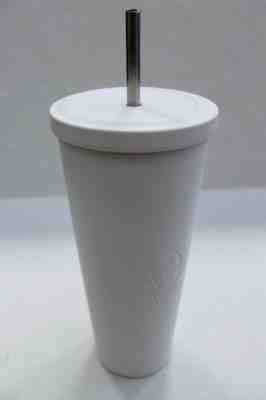 Starbucks Matte White Stainless Steel Cold Cup Tumbler Venti Embossed Siren FLAW - Sold on eBay Jul, 7th 2019 for $28.49