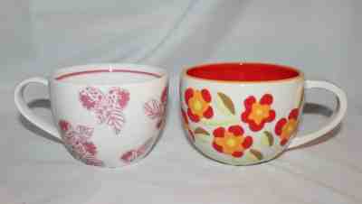 Starbucks Mugs Set of 2 Orange Yellow Flowers & Raspberries Red on White Coffee - Sold on eBay Jul, 7th 2019 for $20.99