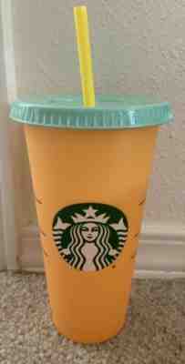NEW RARE Starbucks Color Changing Reusable Cold Cup- Apricot - Sold on eBay Jul, 7th 2019 for $16.50