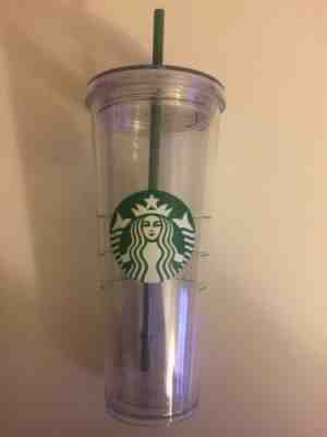 Starbucks Clear Iced Coffee Travel Double Wall Tumbler 11065017 With Lid & Straw - Sold on eBay Jul, 7th 2019 for $24.99