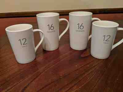Set of 4 Starbucks Cops Mugs White Matte Ceramic 2 Tall 12 Oz 2 Grande 16 Oz - Sold on eBay Jul, 7th 2019 for $19.99
