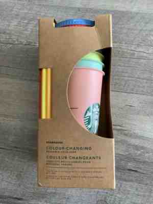 NEW Starbucks Reusable COLOR CHANGING Cold Cups 5 pack w/lids straws Summer 2019 - Sold on eBay Jul, 7th 2019 for $59.85