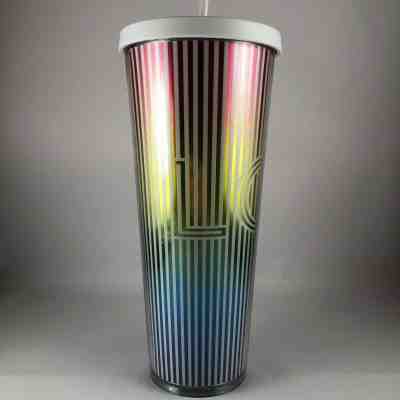 New Starbucks Company Venti Rainbow Striped Cold Cup Tumbler LOVE Acrylic 24oz - Sold on eBay Jul, 7th 2019 for $25.95