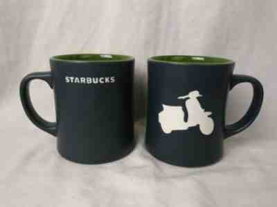 Two Starbucks Barista 2001 Blue Green Moped Scooter Coffee Cup Mugs Large 16 oz - Sold on eBay Jul, 7th 2019 for $47.60