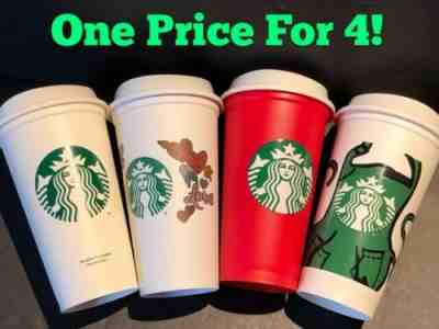 4x Starbucks Reusable Plastic Coffee Cup  Grande 16oz Coffee Tea Hot Beverage! - Sold on eBay Jul, 6th 2019 for $19.88