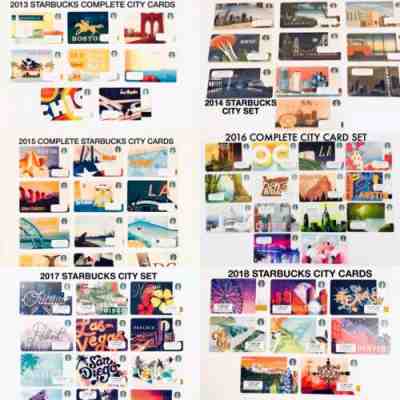 64 STARBUCKS US COMPLETE 6 Consecutive City Cards Set Lot 2013 to 2018 - Sold on eBay Jul, 6th 2019 for $119.50