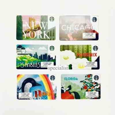 2019 Starbucks Card Set of 6 Florida Hawaii Phoenix New York Los Angeles Chicago - Sold on eBay Jul, 6th 2019 for $22.50