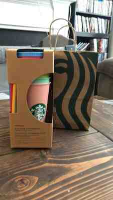 New Starbucks Color Changing Reusable Cold Cup Tumblers 24oz Venti Set Of 5 Cups - Sold on eBay Jul, 6th 2019 for $80.00
