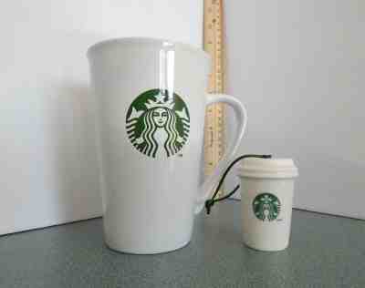 Starbucks Coffee Christmas Holiday Ornament Green Mermaid &  2014 White 17.8 Mug - Sold on eBay Jul, 6th 2019 for $19.99
