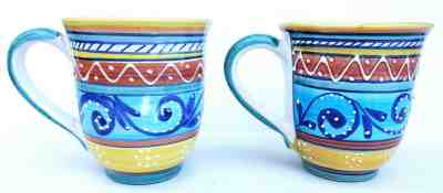 Starbucks Sberna Deruta Hand Painted Blue Boho 16 oz Mugs Made in Italy Lot of 2 - Sold on eBay Jul, 6th 2019 for $24.95