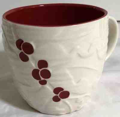 Starbucks mug, 2010 hand-painted cup, white ceramic exterior & red interior, 3D - Sold on eBay Jul, 6th 2019 for $15.95