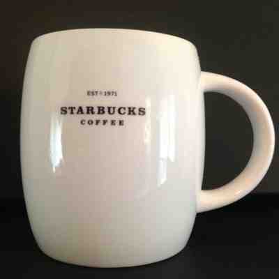 Starbucks Coffee Mug EST. 1971 Barista 2008 14 Oz. Large White Black Letters - Sold on eBay Jul, 6th 2019 for $18.99