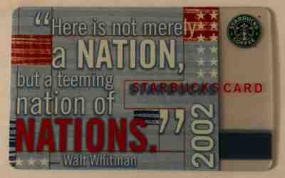 Starbucks 2002 Walt Whitman 4th Of July Card Old Logo Series 6007 - Sold on eBay Jul, 6th 2019 for $64.99