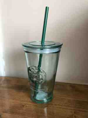 NEW 2019 Starbucks Recycled Green Glass Tumbler MADE IN SPAIN w Lid & Straw 16oz - Sold on eBay Jul, 6th 2019 for $29.99