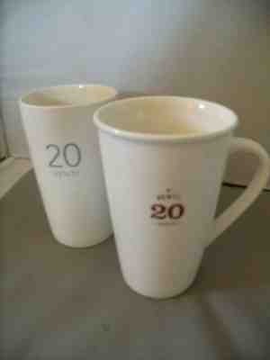 2 Starbucks Venti Coffee Mug White Tall 20 Ounces Oversize Cup 1 Matte 1 glossy - Sold on eBay Jul, 6th 2019 for $17.00