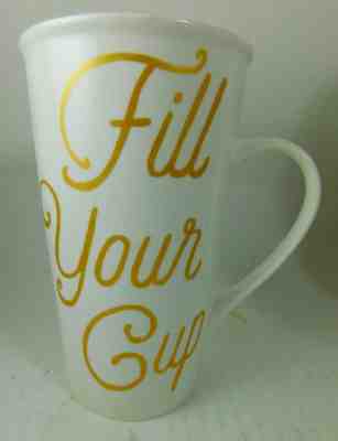 Starbucks Fill Your Cup Tall Coffee Tea Mug Cup 2016 LARGE 16 oz. White & Gold - Sold on eBay Jul, 6th 2019 for $21.99