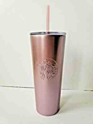 NWT 2018 Starbucks 20oz Venti Rose Gold Pink Glitter Cold Cup Tumbler - Sold on eBay Jul, 6th 2019 for $48.00