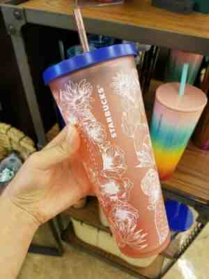 2019 New Starbucks Matte Pink Flower plastic cold cup venti tumbler 24 oz - Sold on eBay Jul, 6th 2019 for $34.80