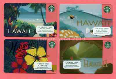 4 Starbucks Hawaii cards 2014-17 Hawaiian Paradise Reef Grotto Hybiscus NEW! - Sold on eBay Jul, 6th 2019 for $15.00
