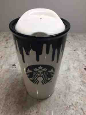 Starbucks 2014 Band of Outsiders Black/White Drip Paint Coffee/Tea Travel Mug - Sold on eBay Jul, 5th 2019 for $20.50