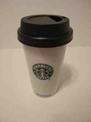 Starbucks 12oz Coffee Mug Cup White Ceramic Travel Tall Tumbler Locking Lid NEW - Sold on eBay Jul, 5th 2019 for $24.95