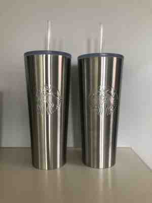 2 Starbucks silver Stainless Steel Tumbler   Cup 2018 Venti  24oz fast shipping - Sold on eBay Jul, 5th 2019 for $19.00