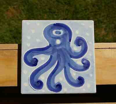 Starbucks Coffee Company 4" Blue Octopus Coaster Tile Hand Painted Italy - Sold on eBay Jul, 5th 2019 for $16.00