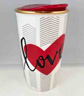 Starbucks 2014 love red heart coffee tea travel tumbler ceramic cup mug 12 oz. - Sold on eBay Jul, 5th 2019 for $21.88