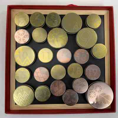 Starbucks advent calendar magnetic hanging board w/numbered empty tins - Sold on eBay Jul, 5th 2019 for $17.99