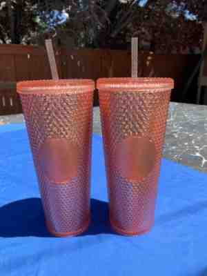 TWO Starbucks 2019 Rose Gold Pink Radiant Sparkling Jeweled Venti 24oz Tumbler - Sold on eBay Jul, 5th 2019 for $49.00
