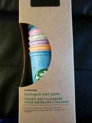 New Starbucks Summer 2019 Color HOT Cups 6 Cups With 6 Lids-Reusable - Sold on eBay Jul, 5th 2019 for $15.75