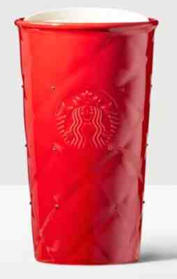 Starbucks Quilted Double Wall Ceramic Tumbler Mug Ruby Red Swarovski Crystals - Sold on eBay Jul, 15th 2019 for $39.99