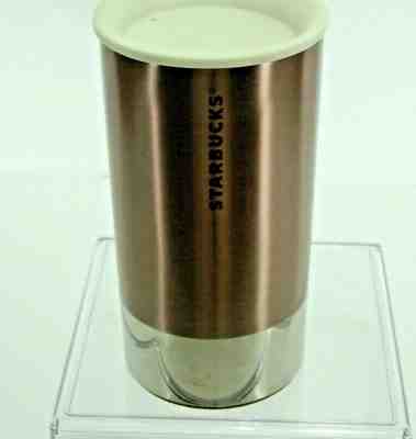 Starbucks 2012 Travel Mug Copper Silver 8 oz Stainless Cork Bottom White Lid - Sold on eBay Jul, 15th 2019 for $24.95