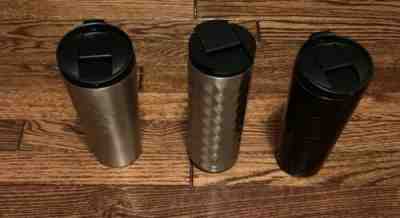 Lot of 3 Starbucks Travel Mugs Silver & Black - Sold on eBay Jul, 15th 2019 for $27.00