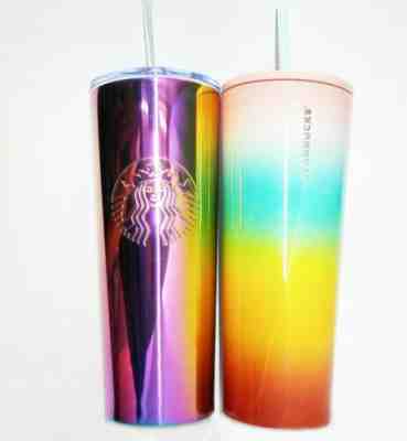 Lot of 2 Starbucks Summer 2019 Rainbow Stainless Steel Tumbler Venti Cup 24oz  - Sold on eBay Jul, 15th 2019 for $52.99